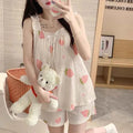 Nouveau pyjama femme Homewear Été sans manches Ensemble de vêtements de nuit japonais fin et doux avec volants amples, peut être porté à l'extérieur Pyjama 2