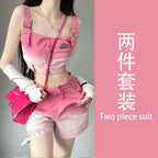 Sweet Fashion Suit Summer Gradient Pink-Harajuku Punk - Vusy Kawaii Shop