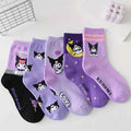 Kawaii Sanrio Kuromi Cartoon Pattern Crew Socks Soft
