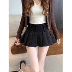 Vintage Patchwork Pleated Sexy Slim A-Line Skirt Women