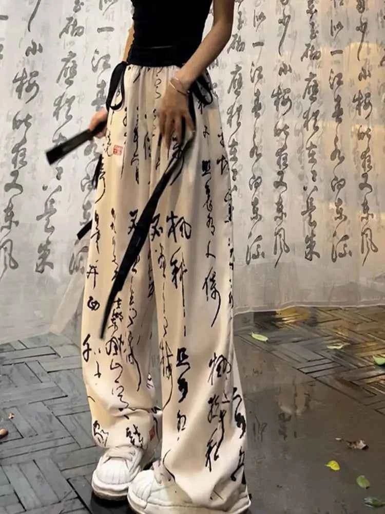 Harajuku Calligraphy Pants Japanese Streetwear Style