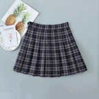 Plaid Pleated Skirt Women Spring High Waist A-Line Skirt