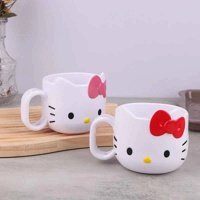 Kawaii Sanrio Anime Water Cup Cute Hello Kitty Breakfast Milk Cup Sweet Cartoon Fashion Versatile Plastic Mug Cup Gifts for Girl