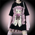Japanese Cartoon Anime Sweet Cute Girl Print Long Sleeve - Vusy Kawaii Shop