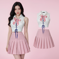 Haut court sexy et plissé pour filles mignonnes et douces