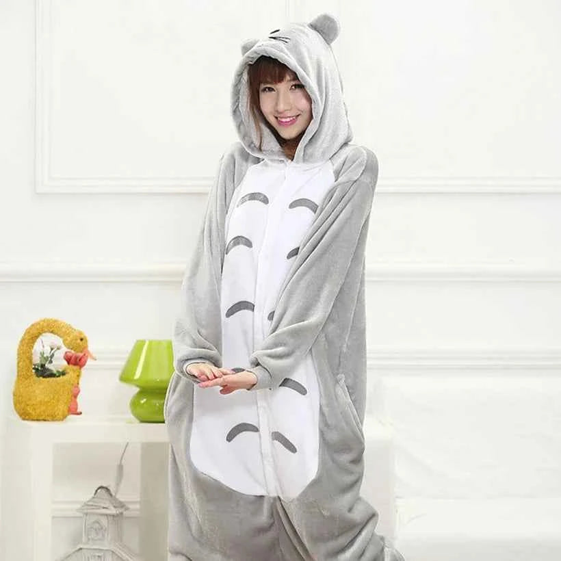 Totoro Onesies Cute Cartoon Animal Onesie Women Men Girls Boys Pajamas Slipper Funny Party Suit Winter Home Overall Costumes