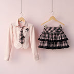 Preppy Style Turndown Collar Single Breasted Long Sleeved - Vusy Kawaii Shop