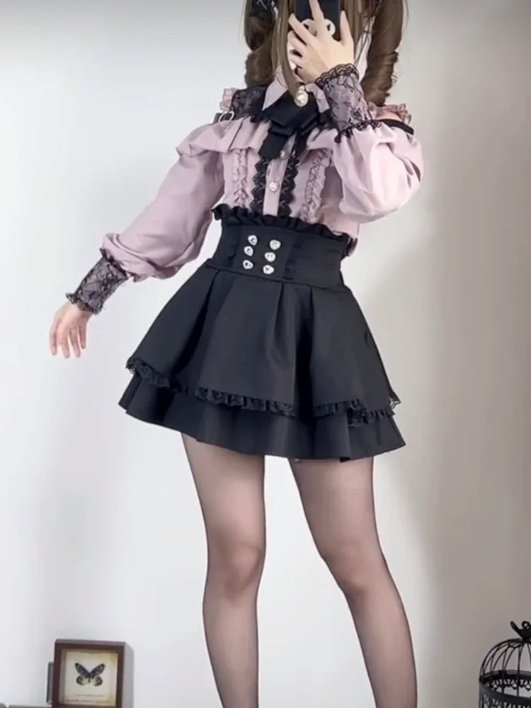 Sweet Lolita Preppy Style Japanese Hollow Out Off Shoulder - Vusy Kawaii Shop