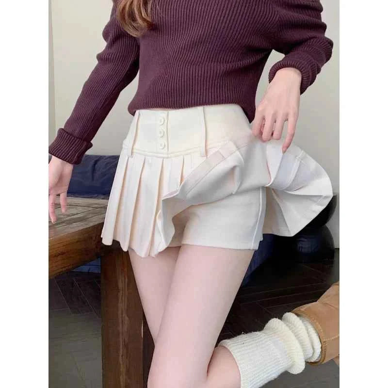 Vintage Patchwork Pleated Sexy Slim A-Line Skirt Women