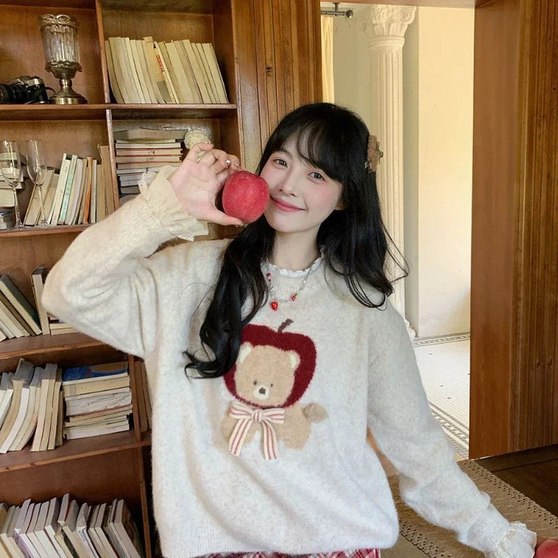 Kawaii Sweaters Cartoon Women Harajuku Sweet Knitted - Vusy Kawaii Shop