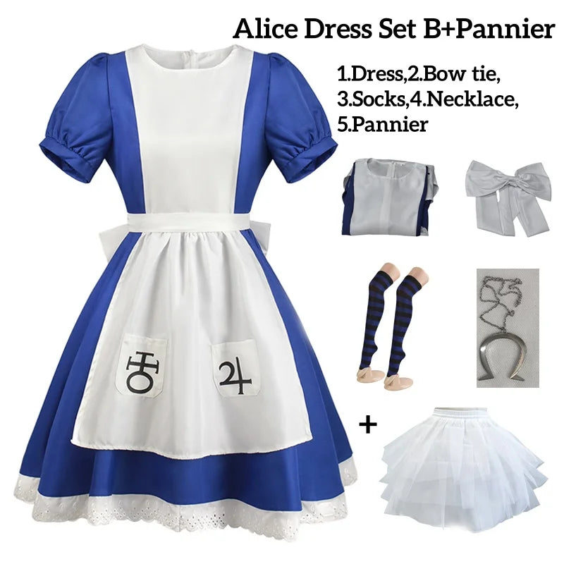 Alice Madness Returns clean dress set B with pannier and socks, front view