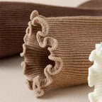 Cute Cotton Soft Middle Tube Black White Breathable Girls Waveselvedge Socks For Women Harajuku Kawaii Solid Frilly Ruffle Socks