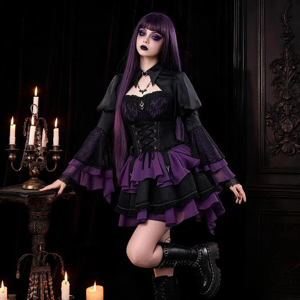 Gothic vampire lolita dress set on mannequin, side view