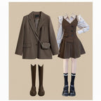 Spring Autumn Fashion Set Blazer, Shirt Mini Dress - Vusy Kawaii Shop