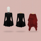 Women Graceful Pink Short Sweater Mini Black Ball Gown - Vusy Kawaii Shop