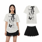 Women Short Sleeve Graffiti Print T-Shirt Harajuku Korean