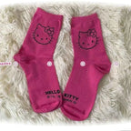 3 Pairs Female Y2K Hello Kitty Socks for Girls Medium Socks Kawaii Sanrio Accessories Socks Women Rosered Black White Sock