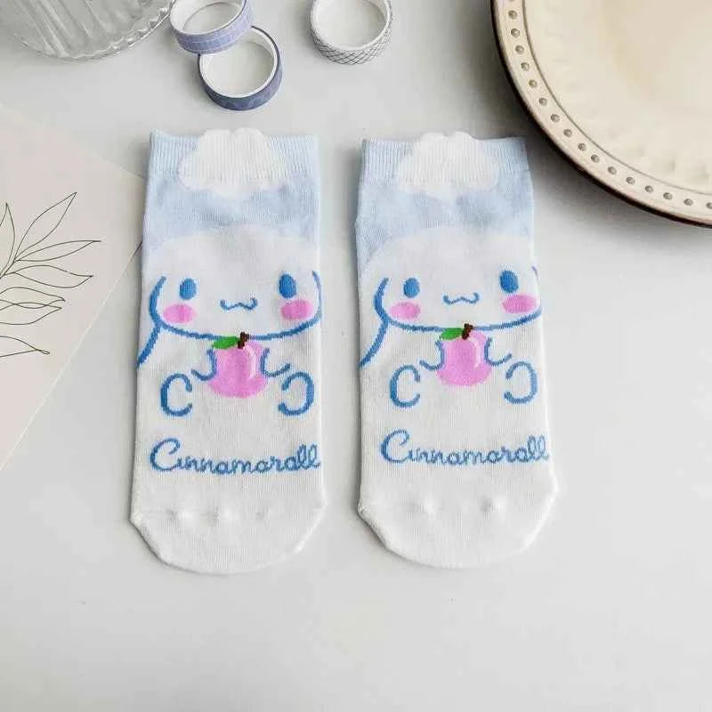 Kawaii Sanrio Socks Cinnamoroll Anime low Cut Student Summer Thin Comfortable Movement Socks Toys for Girls Lovely short socks