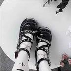 Original Summer Punk Style Round Toe Thick Sole Cake Shoes Y2K Riveted High Heels Women's Lolita Witch Shoes