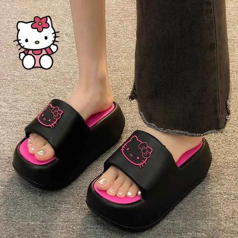 Kawaii Hello Kittys Eva Slippers for Women Cartoon Sanrios Thick Sole Flip-Flops Non Slip Beach Sandals Cute Girls Casual Shoes