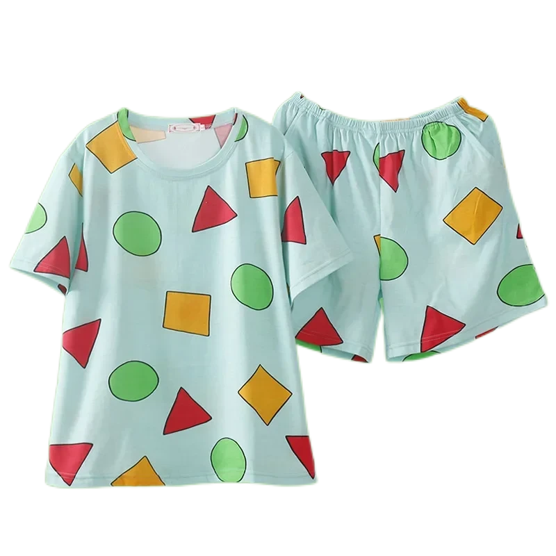 Pijama Sin Chan Man Pajama Sinchan Cotton Summer Short Sets Japanese Pajamas for Couples Man and Woman Sleepwear 2021