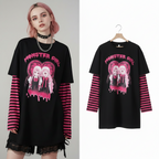 Harajuku T-Shirt Women Japanese Horror Comics Twins Print