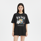 Lustiges Cartoon Katze Buchstaben Print Sommer Kurzarm T-Shirt