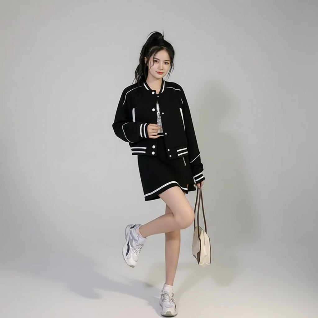 Streetwear Skirt Outfits Fashion Korean Two Piece Sets Women - Vusy Kawaii Shop