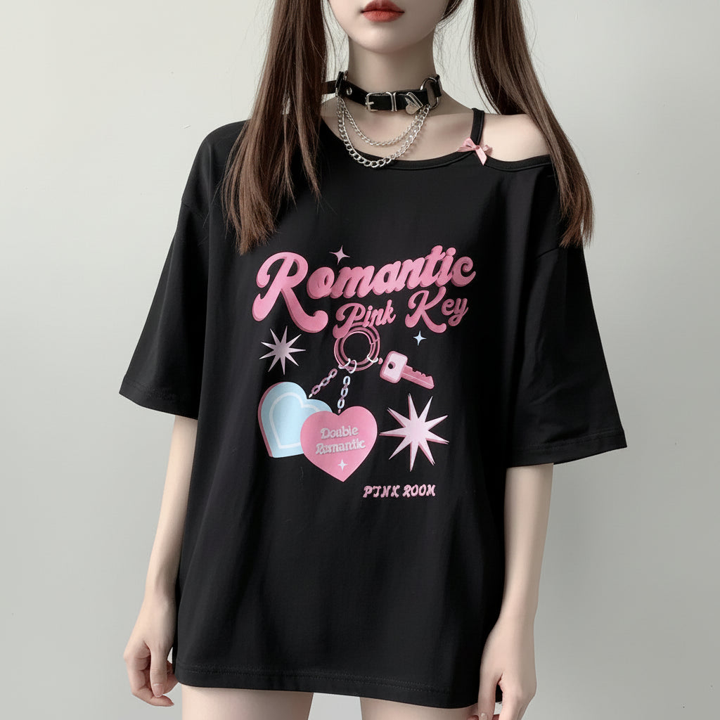 Harajuku Egirl T Shirt Korean Style Heart Print Gothic Off - Vusy Kawaii Shop