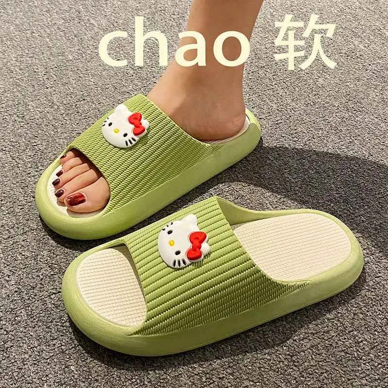 Sanrios Hello Kittys Slippers Soft Flat Shoes Women Cartoon Cute Home Slipper Anti Slip Female Summer Sweet Sandals Casual Shoes