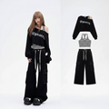 Spring-Autumn Retro Off Shoulder Short Girl Long Sleeve Shirt
