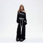 Spring-Autumn Retro Off Shoulder Short Girl Long Sleeve - Vusy Kawaii Shop