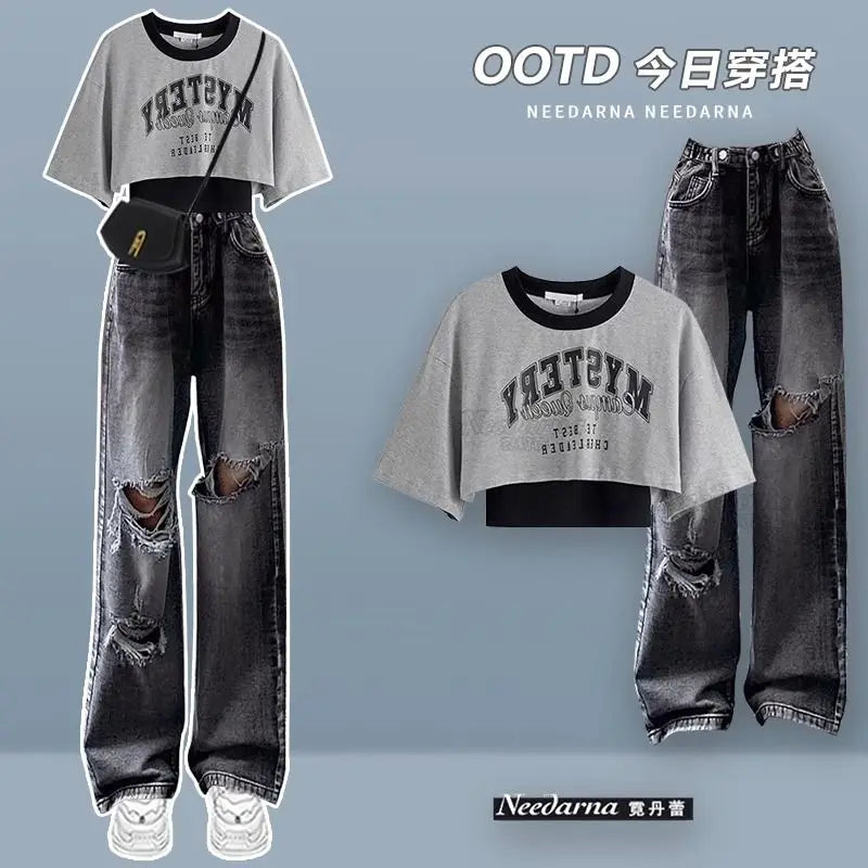 Spring-Summer Sweet Set for Students Korean Fashion T-shirt - Vusy Kawaii Shop