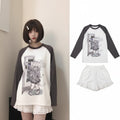 Japanese Woman Clothing with Removable Sleeve T-Shirts Short