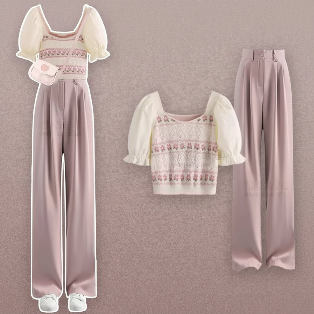 Summer Set Small Fresh Outfit Korean Style Western-Style Top - Vusy Kawaii Shop