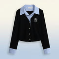 Spring Tracksuit Set Korean Elegant Fake Two-Piece Polo