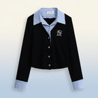 Spring Tracksuit Set Korean Elegant Fake Two-Piece Polo - Vusy Kawaii Shop