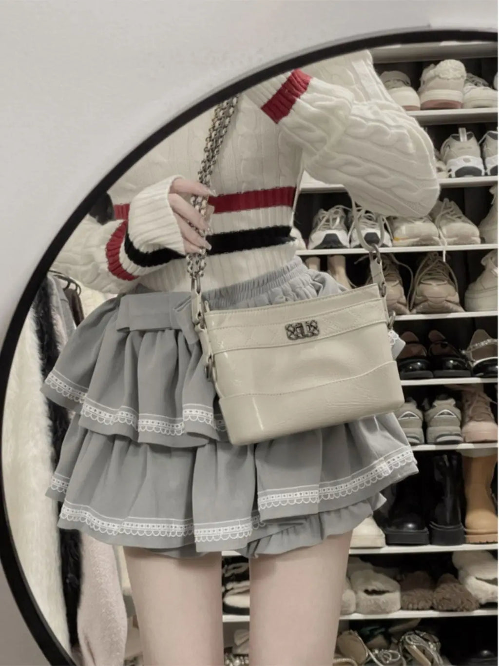 Women Top Sweet College Style Patchwork Knit Sweater Off - Vusy Kawaii Shop
