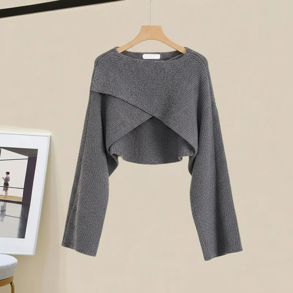 Chic Knitted Sweater Denim Strap Dress Cozy Korean Style - Vusy Kawaii Shop