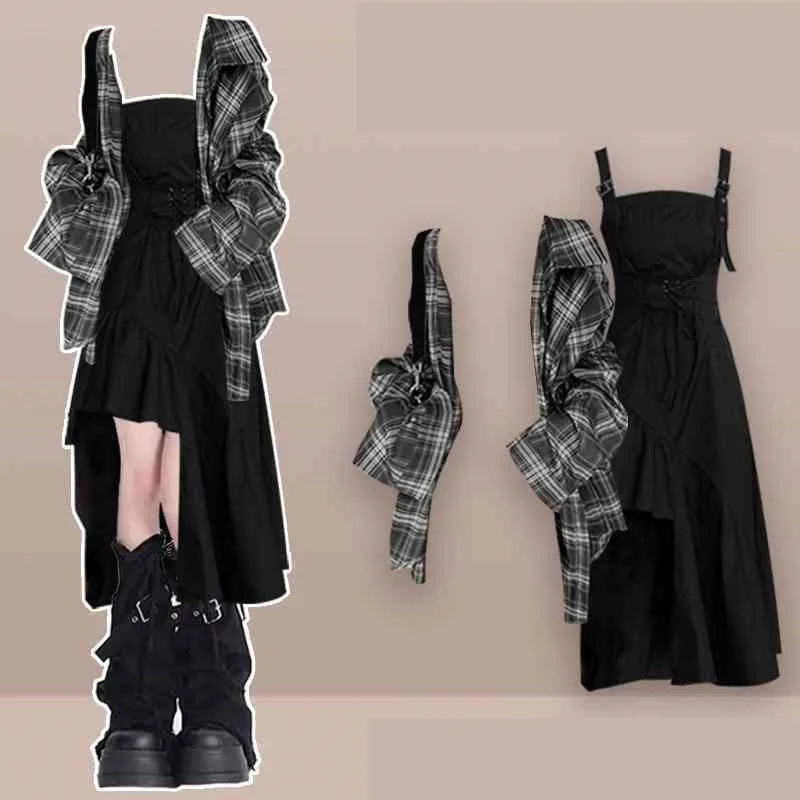 Women Spring-Summer Fashion Plaid Shirt and Irregular Dress - Vusy Kawaii Shop