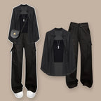 Korean Kawaii 3-Piece Set Chiffon Cardigan Cargo Pants - Vusy Kawaii Shop