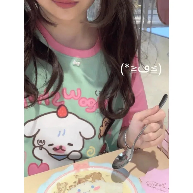 Japanese Cute Sweet Short-Sleeved T-Shirt Summer Gilrs Loose - Vusy Kawaii Shop