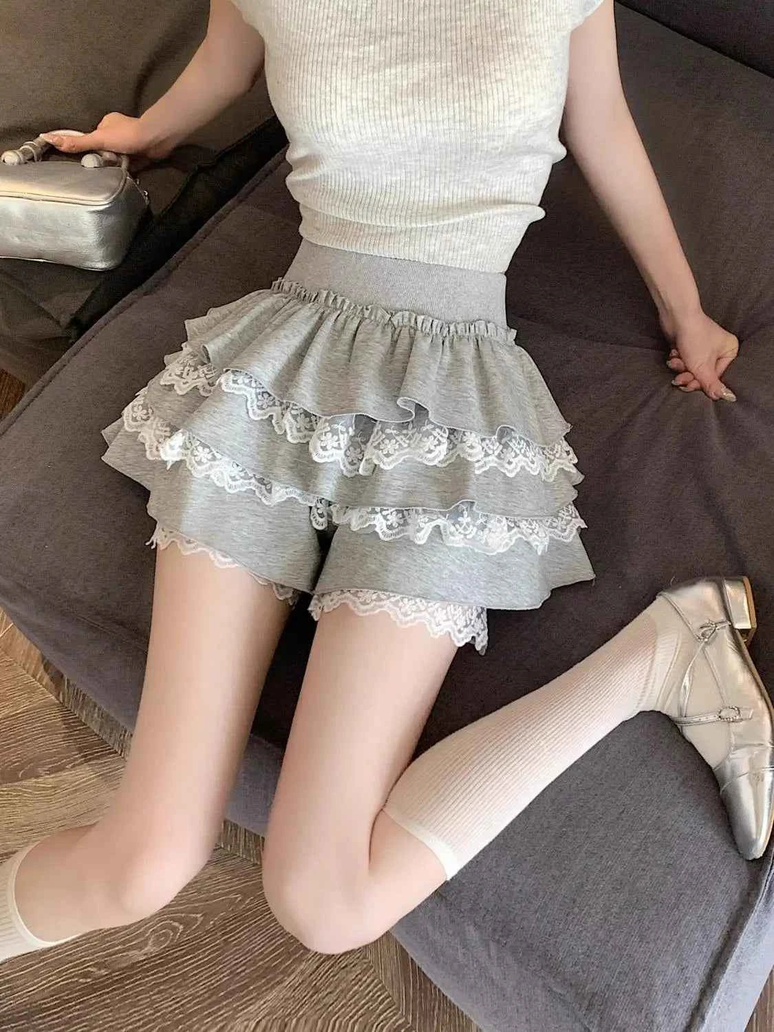Kawaii Sweet Design Lace Patchwork Cake Skirt Spring Summer