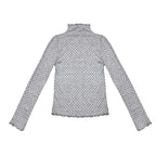 Gray Y2K furry knit shortalls set with polka dot turtleneck, product photo 7