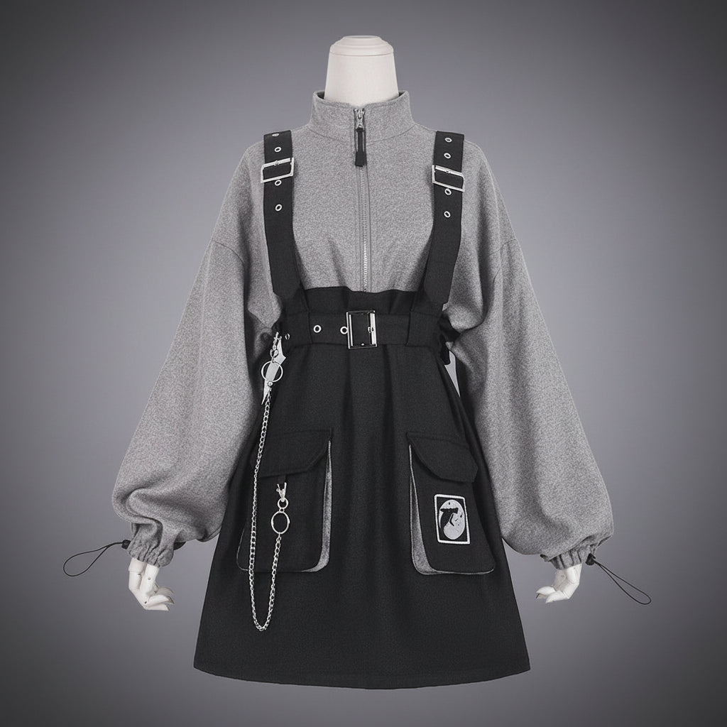 Woman Dress Gothic Girls Vintage Clothes Strap Belt Chain - Vusy Kawaii Shop