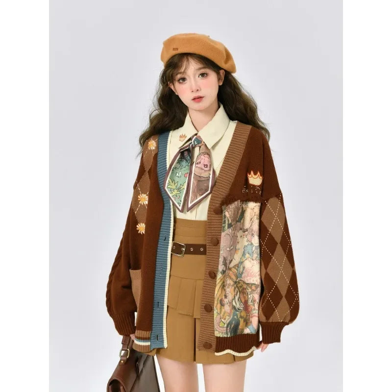 Atmosphere Feeling Vintage Sen Series Lazy Knitted V Neck - Vusy Kawaii Shop