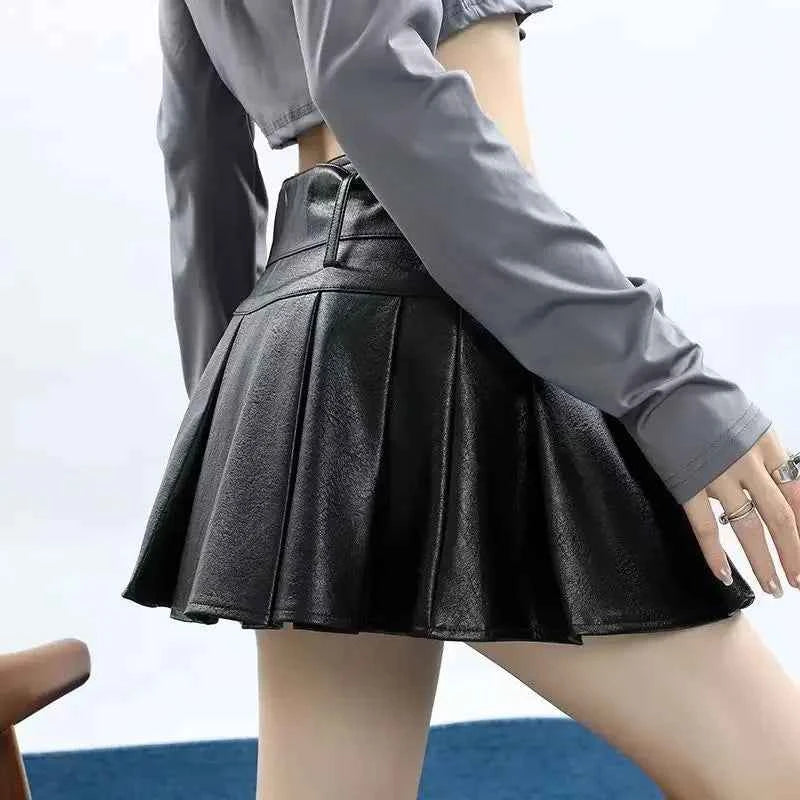 Fashion American High Waist Pleated Skirt Autumn-Winter