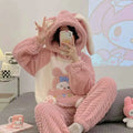 Plush Set Thickening Hooded Long Sleeve Outfits 2 Piece Set