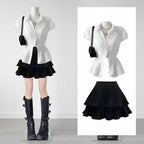 New High-End Fashion Slimming Mini Dress Set Short Sleeves - Vusy Kawaii Shop