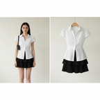 New High-End Fashion Slimming Mini Dress Set Short Sleeves - Vusy Kawaii Shop